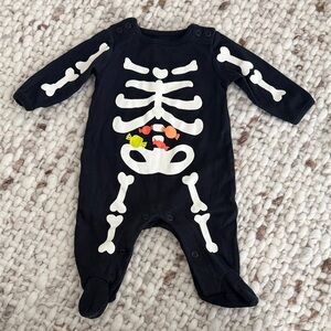 Spooky Skeleton Black Kids Footie